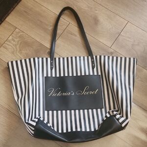 Victoria's Secret Black and White Striped Tote Bag
